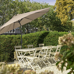 Sekey Runde Sonnenschirm Ø 350 cm mit Kurbel & Auto-Knickfunktion Windstabil, UPF 50+ Für Balkon, Terrasse & Garten Recyceltes Polyester (GRS-zertifiziert)