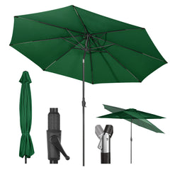Sekey Runde Sonnenschirm Ø 350 cm mit Kurbel & Auto-Knickfunktion Windstabil, UPF 50+ Für Balkon, Terrasse & Garten Recyceltes Polyester (GRS-zertifiziert)