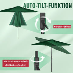 Sekey Runde Sonnenschirm Ø 350 cm mit Kurbel & Auto-Knickfunktion Windstabil, UPF 50+ Für Balkon, Terrasse & Garten Recyceltes Polyester (GRS-zertifiziert)