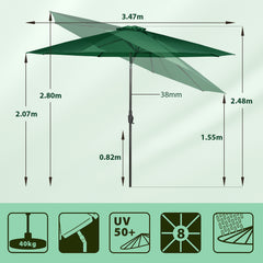 Sekey Runde Sonnenschirm Ø 350 cm mit Kurbel & Auto-Knickfunktion Windstabil, UPF 50+ Für Balkon, Terrasse & Garten Recyceltes Polyester (GRS-zertifiziert)