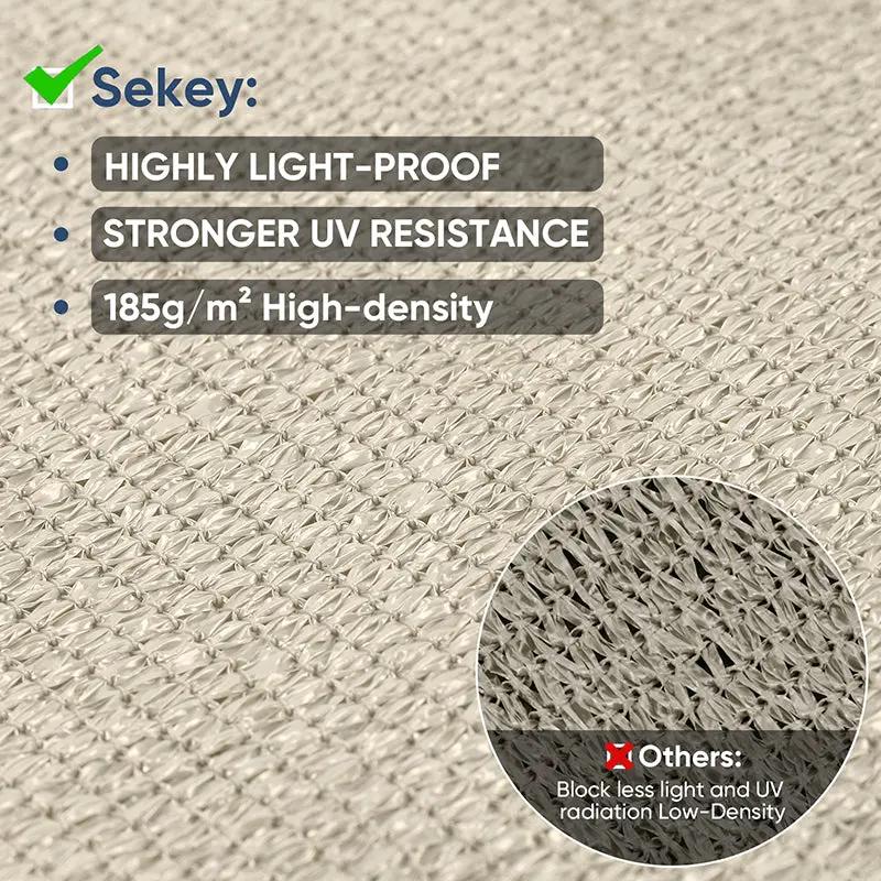 Sekey Sonnensegel HDPE Sonnenschutzsegel mit Seilen Sekey