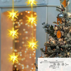 Salcar 3/6er-Set 3D Stern Lichterkette, 3/6 LEDs, warmweiß Salcar