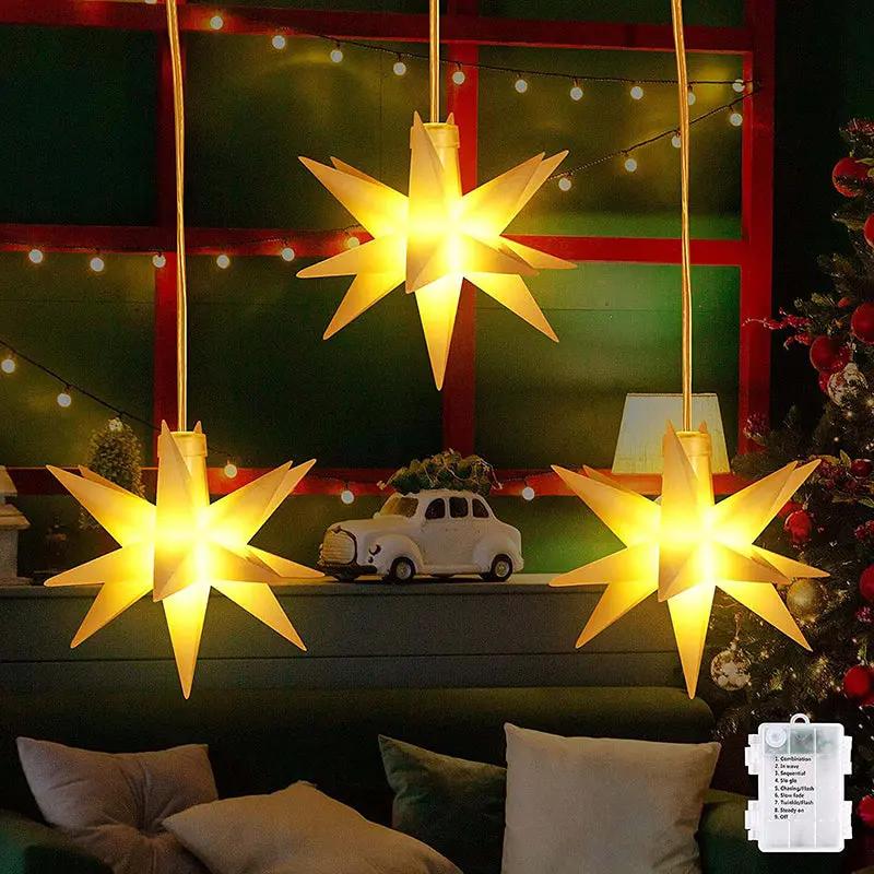 Salcar 3/6er-Set 3D Stern Lichterkette, 3/6 LEDs, warmweiß Salcar