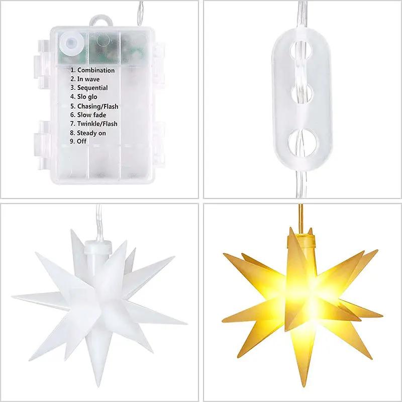 Salcar 3/6er-Set 3D Stern Lichterkette, 3/6 LEDs, warmweiß Salcar