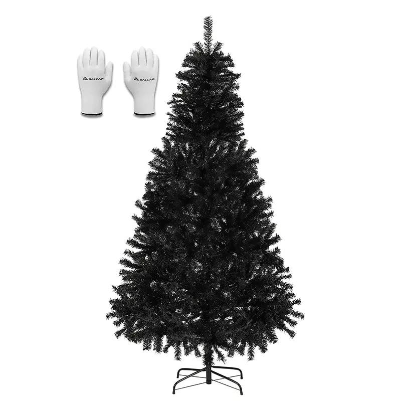 Salcar 180/210cm Künstlicher Weihnachtsbaum Schwarzer Weihnachtsbaum mit Ständer, Edeltanne, mit 735/1025 Spitzen Salcar