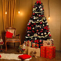 Salcar 180/210cm Künstlicher Weihnachtsbaum Schwarzer Weihnachtsbaum mit Ständer, Edeltanne, mit 735/1025 Spitzen Salcar
