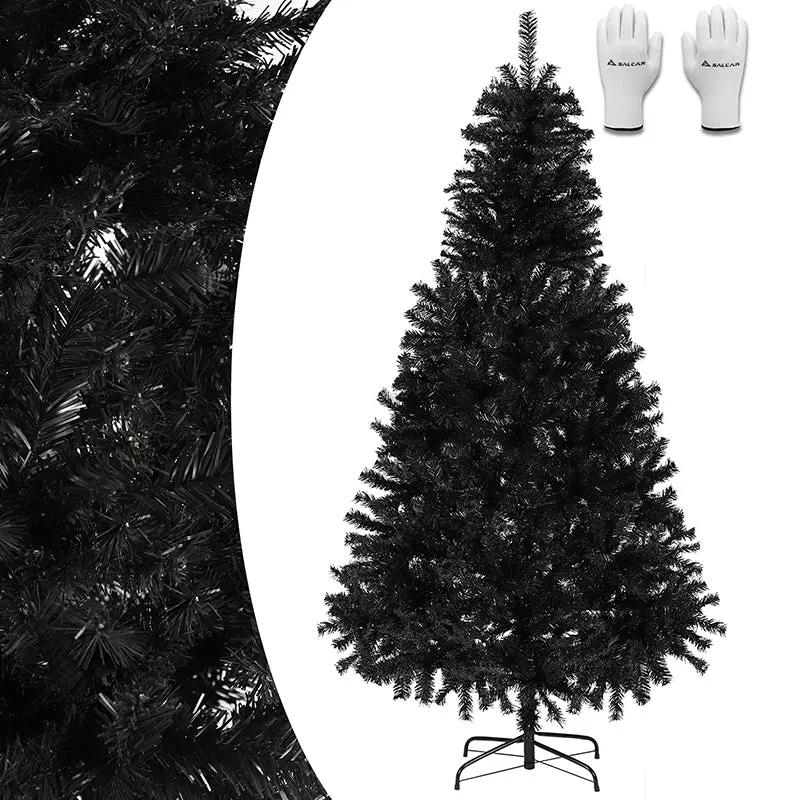 Salcar 180/210cm Künstlicher Weihnachtsbaum Schwarzer Weihnachtsbaum mit Ständer, Edeltanne, mit 735/1025 Spitzen Salcar