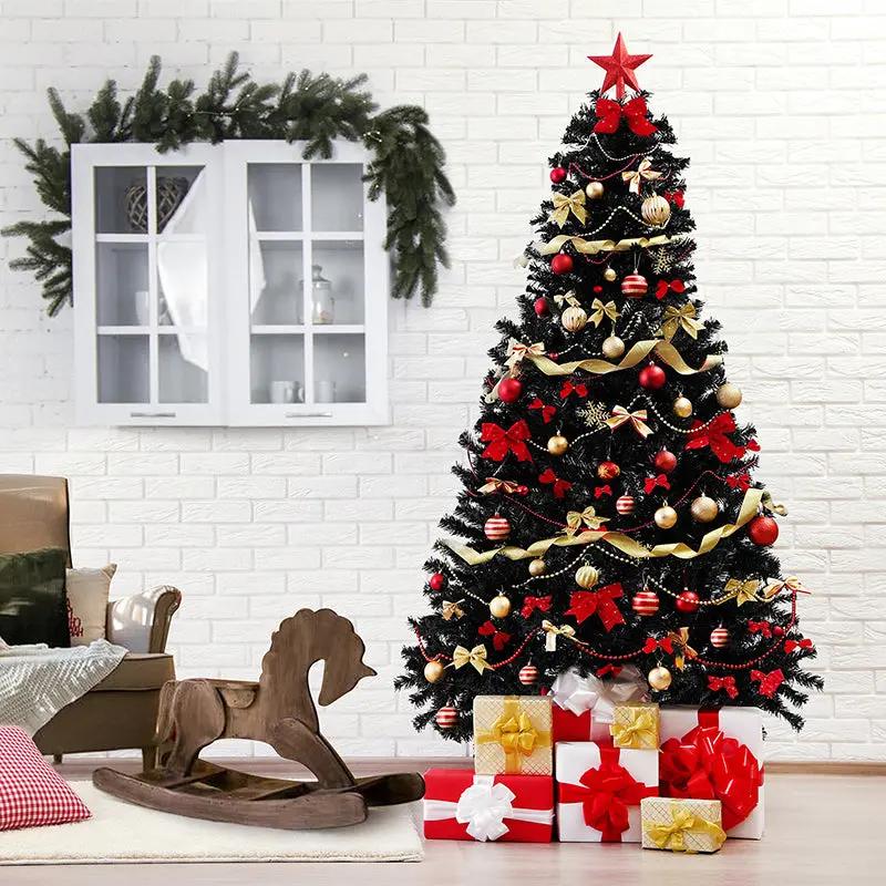 Salcar 180/210cm Künstlicher Weihnachtsbaum Schwarzer Weihnachtsbaum mit Ständer, Edeltanne, mit 735/1025 Spitzen Salcar