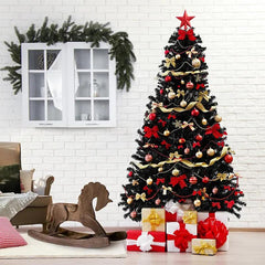 Salcar 180/210cm Künstlicher Weihnachtsbaum Schwarzer Weihnachtsbaum mit Ständer, Edeltanne, mit 735/1025 Spitzen Salcar