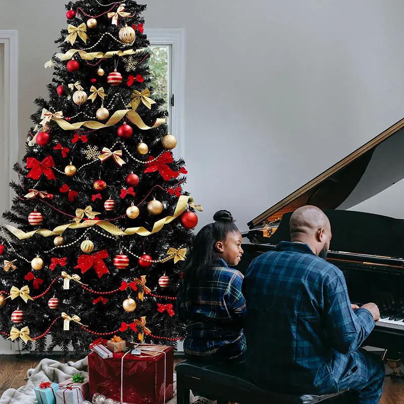 Salcar 180/210cm Künstlicher Weihnachtsbaum Schwarzer Weihnachtsbaum mit Ständer, Edeltanne, mit 735/1025 Spitzen Salcar
