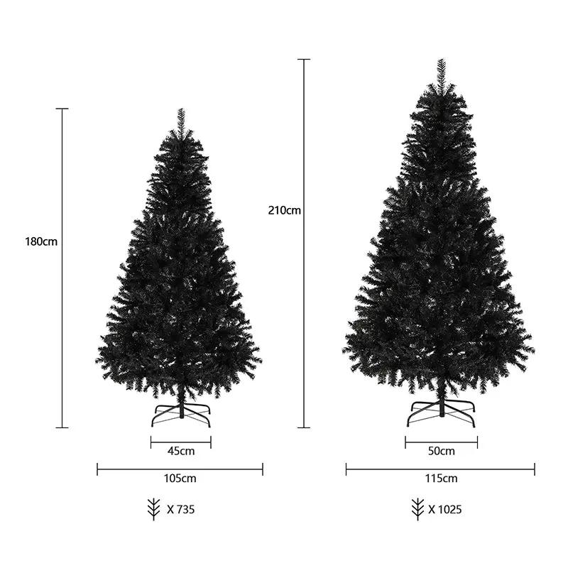 Salcar 180/210cm Künstlicher Weihnachtsbaum Schwarzer Weihnachtsbaum mit Ständer, Edeltanne, mit 735/1025 Spitzen Salcar