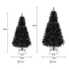 Salcar 180/210cm Künstlicher Weihnachtsbaum Schwarzer Weihnachtsbaum mit Ständer, Edeltanne, mit 735/1025 Spitzen Salcar