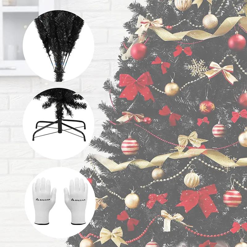 Salcar 180/210cm Künstlicher Weihnachtsbaum Schwarzer Weihnachtsbaum mit Ständer, Edeltanne, mit 735/1025 Spitzen Salcar