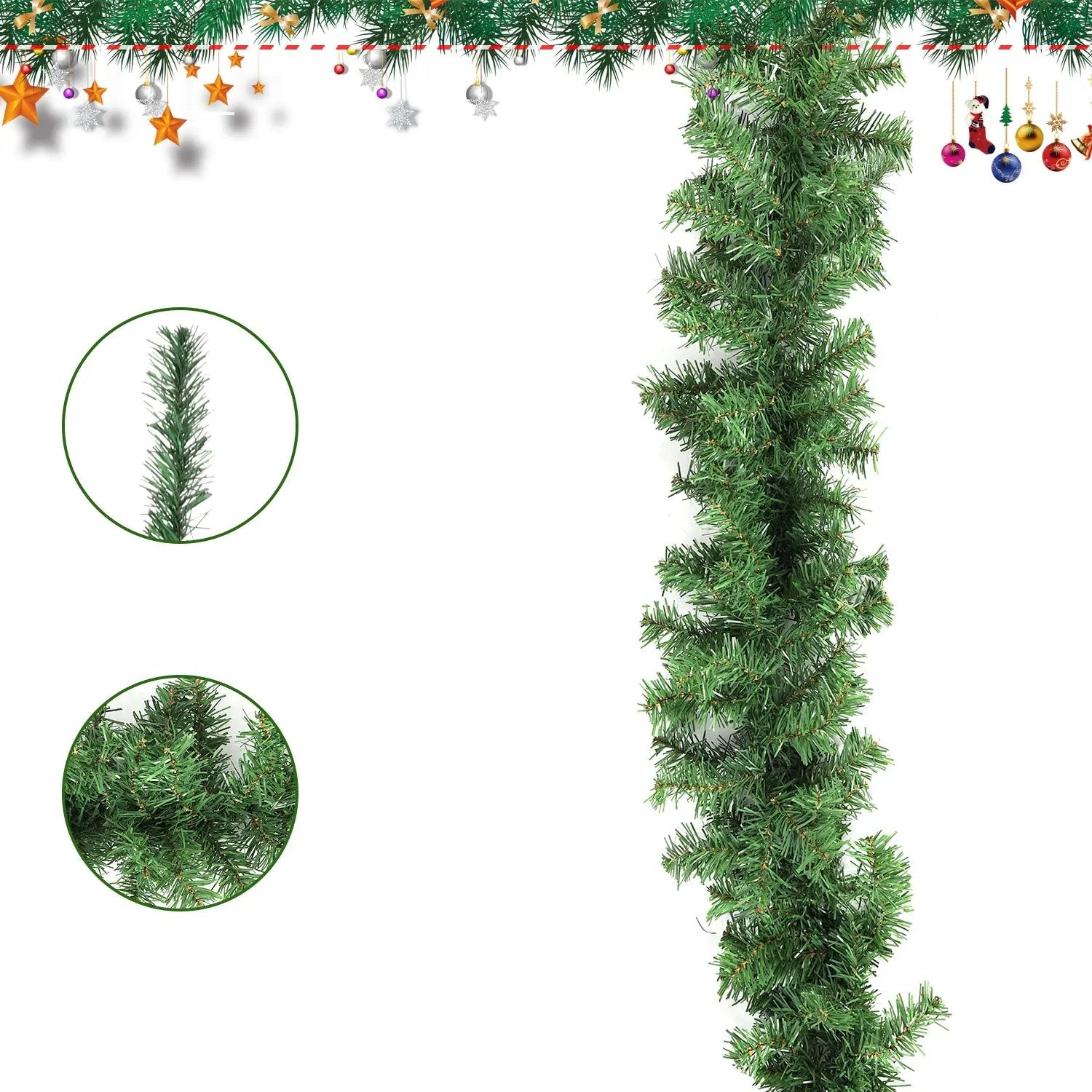 Salcar Weihnachtsgirlande künstlich Grün PVC – 3m/5m/10m, Realistische Tannengirlande für Innen & Außen, Dekoration für Tür, Kamin & Weihnachtsbaum Salcar