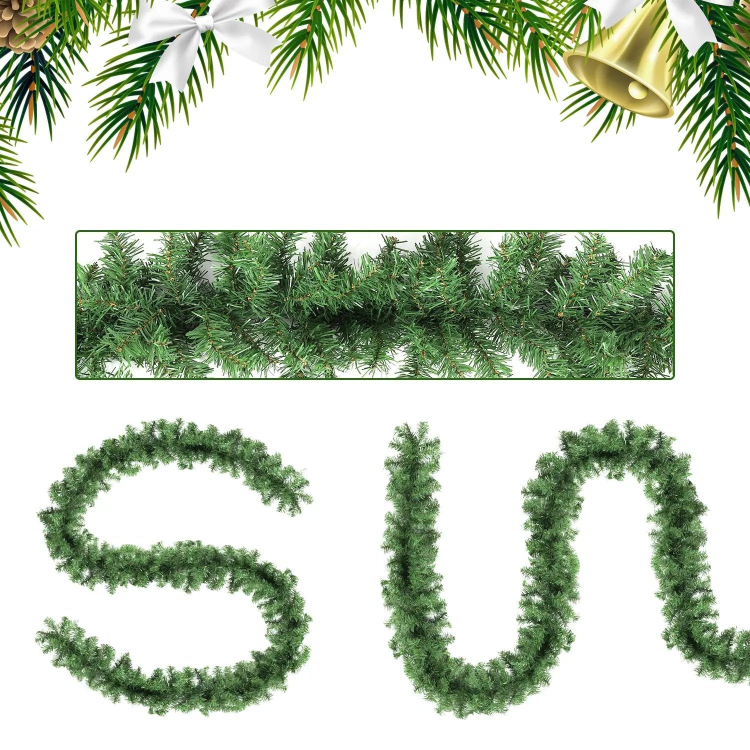 Salcar Weihnachtsgirlande künstlich Grün PVC – 3m/5m/10m, Realistische Tannengirlande für Innen & Außen, Dekoration für Tür, Kamin & Weihnachtsbaum Salcar