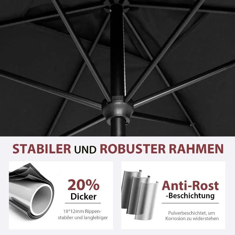 Sekey 300 x 200 cm Alu Sonnenschirm mit Kurbel, Sonnenschutz UV50+ Sekey