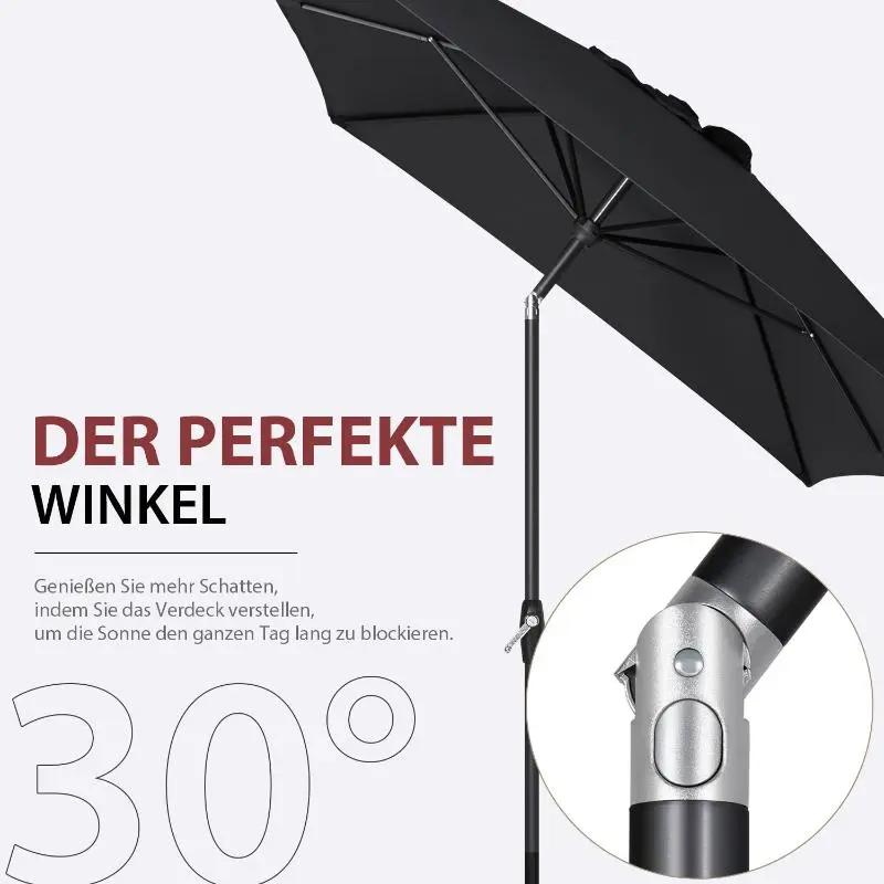 Sekey 300 x 200 cm Alu Sonnenschirm mit Kurbel, Sonnenschutz UV50+ Sekey