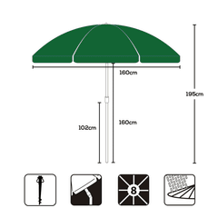 Sekey Sonnenschirm Ø160 cm rund mit Tragetasche & Bodenhülse, für Balkon & Strand Sekey