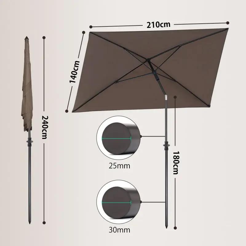 Sekey 210 x 140 cm Sonnenschirm mit Schutzhülle, Sonnenschutz UV50+ Sekey