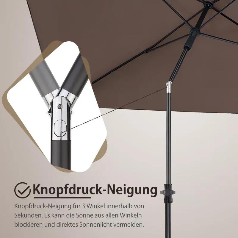 Sekey 210 x 140 cm Sonnenschirm mit Schutzhülle, Sonnenschutz UV50+ Sekey