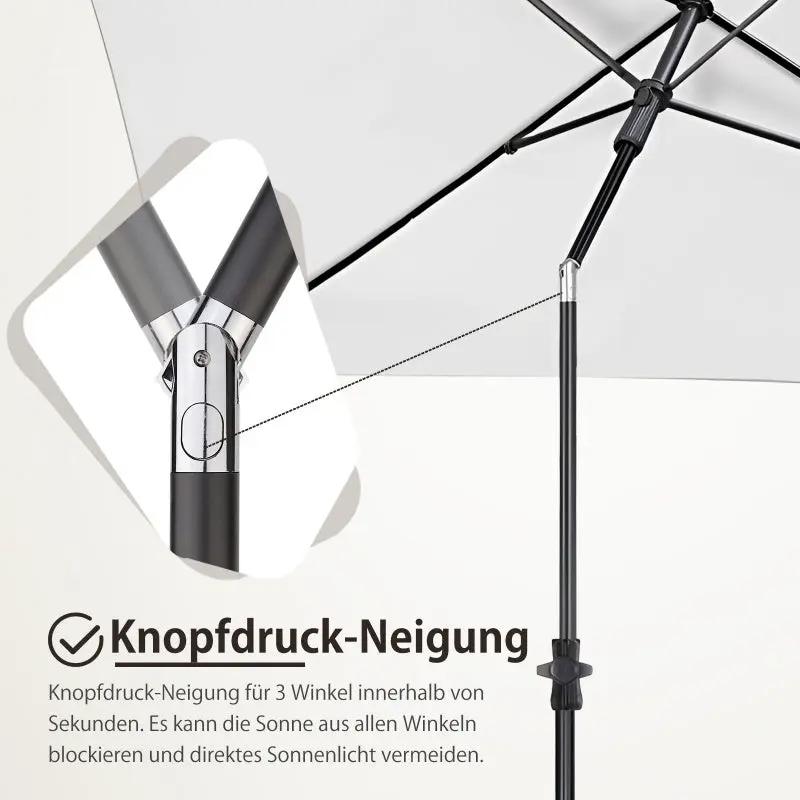 Sekey 210 x 140 cm Sonnenschirm mit Schutzhülle, Sonnenschutz UV50+ Sekey