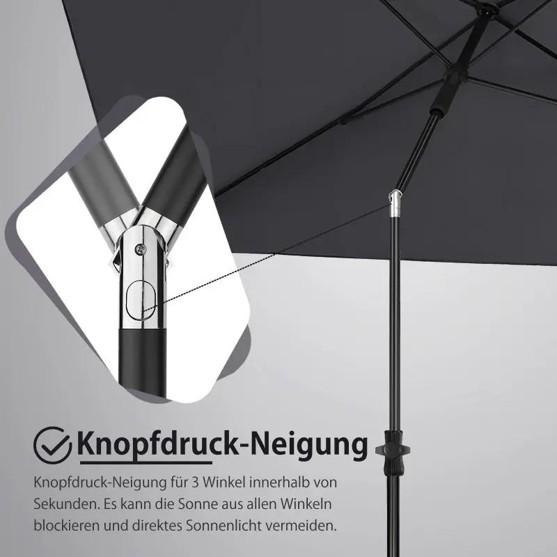 Sekey 210 x 140 cm Sonnenschirm mit Schutzhülle, Sonnenschutz UV50+ Sekey