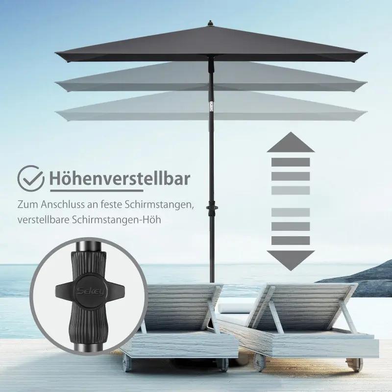 Sekey 210 x 140 cm Sonnenschirm mit Schutzhülle, Sonnenschutz UV50+ Sekey