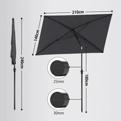 Sekey 210 x 140 cm Sonnenschirm mit Schutzhülle, Sonnenschutz UV50+ Sekey