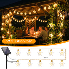 Detailaufnahme der Vintage Hanfseil Lichterkette mit 149 warmweißen LEDs und dekorativen Glühbirnen