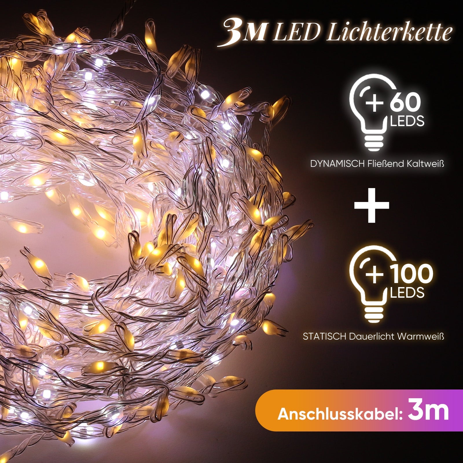 Salcar LED Lichterkette Außen, Warmweiß & Kaltweiß, 14 Modi, Timer & Memory, IP44 Wasserdicht, Weihnachtsbeleuchtung für Garten, Balkon, Party, Hochzeit Salcar