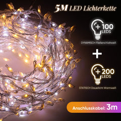 Salcar LED Lichterkette Außen, Warmweiß & Kaltweiß, 14 Modi, Timer & Memory, IP44 Wasserdicht, Weihnachtsbeleuchtung für Garten, Balkon, Party, Hochzeit Salcar