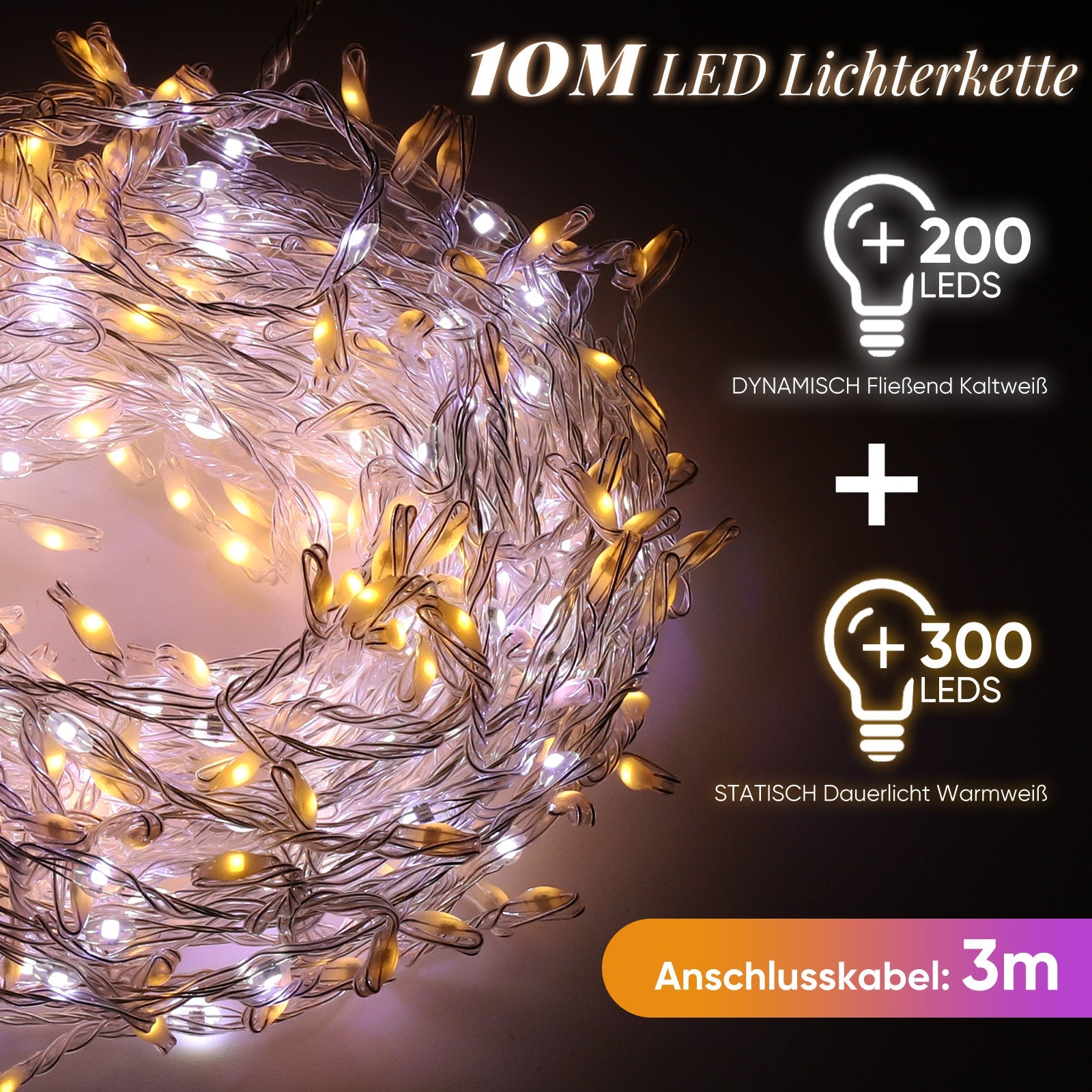 Salcar LED Lichterkette Außen, Warmweiß & Kaltweiß, 14 Modi, Timer & Memory, IP44 Wasserdicht, Weihnachtsbeleuchtung für Garten, Balkon, Party, Hochzeit Salcar