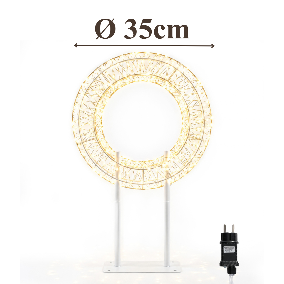 Salcar LED Lichterkranz 3D Metall – Weihnachtskranz mit warmweißen LEDs, Timer und 8 Lichtmodi