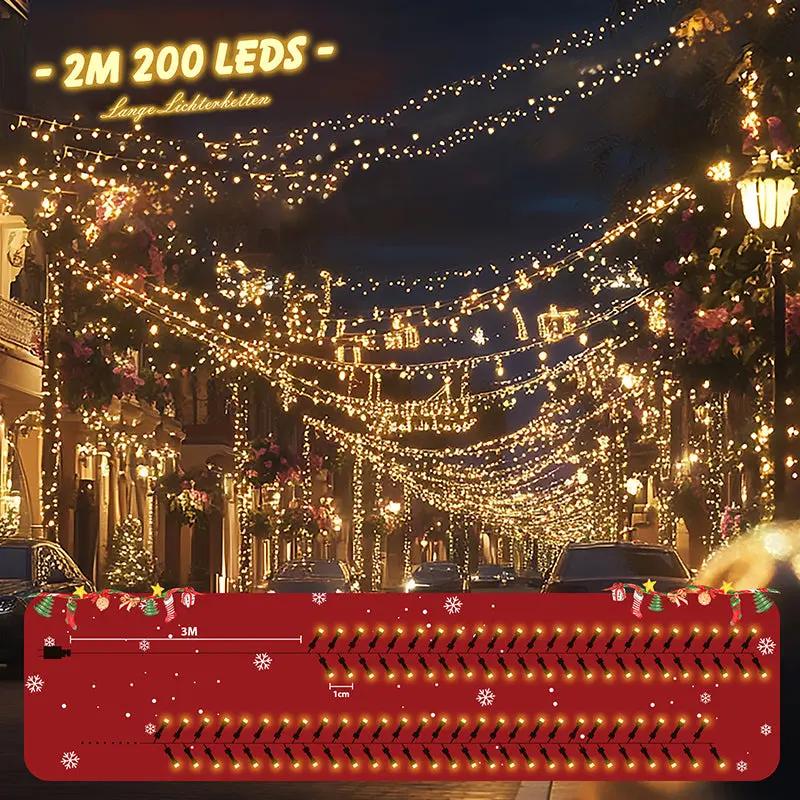 Salcar 2m/5m/10m/15m/20m LED Cluster Lichterkette, 200/500/1000/1500/2000 LEDs Salcar