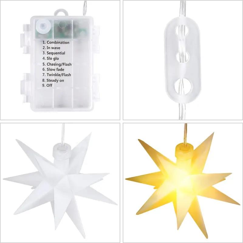 Salcar 3/6er-Set 3D Stern Lichterkette, 3/6 LEDs, warmweiß Salcar