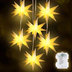 Salcar 3/6er-Set 3D Stern Lichterkette, 3/6 LEDs, warmweiß Salcar