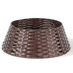Salcar Weihnachtsbaumkragen Braun aus Poly-Rattan – Weihnachtsbaumrock & Christbaumständer Abdeckung