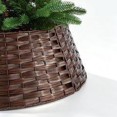 Salcar Weihnachtsbaumkragen Braun aus Poly-Rattan – Weihnachtsbaumrock & Christbaumständer Abdeckung