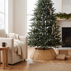 Salcar Weihnachtsbaumkragen Natur aus Poly-Rattan – Weihnachtsbaumrock & Christbaumständer Abdeckung