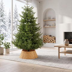 Salcar Weihnachtsbaumkragen Natur aus Poly-Rattan – Weihnachtsbaumrock & Christbaumständer Abdeckung