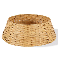 Salcar Weihnachtsbaumkragen Natur aus Poly-Rattan – Weihnachtsbaumrock & Christbaumständer Abdeckung