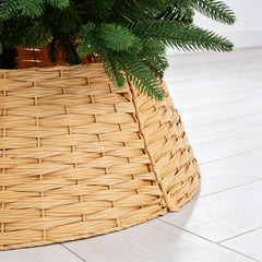 Salcar Weihnachtsbaumkragen Natur aus Poly-Rattan – Weihnachtsbaumrock & Christbaumständer Abdeckung