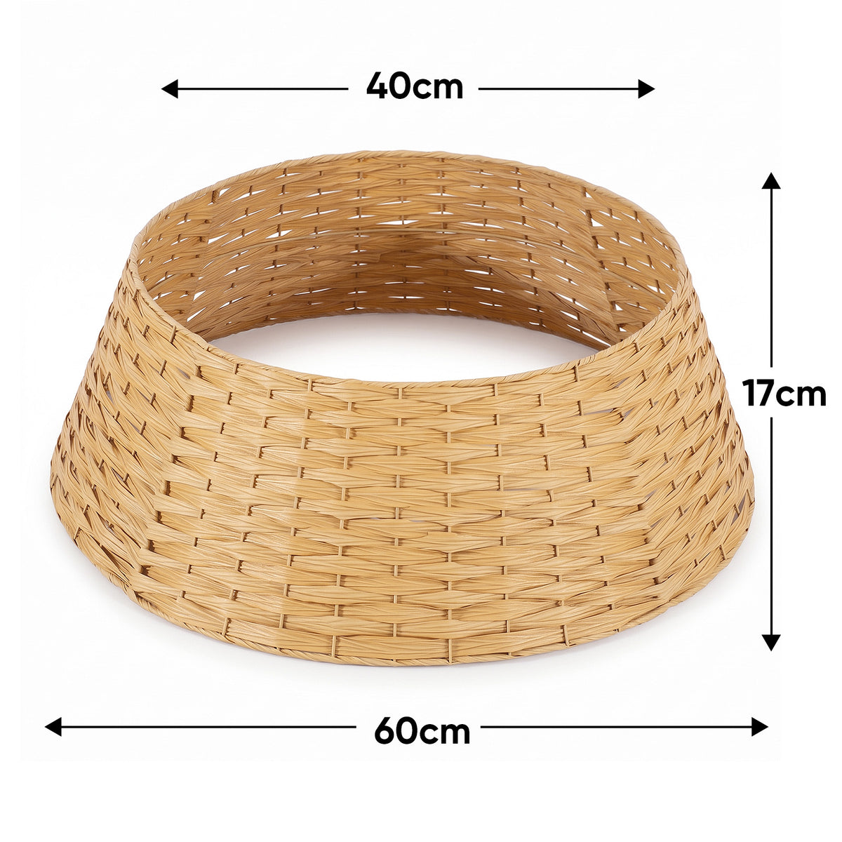 Salcar Weihnachtsbaumkragen Natur aus Poly-Rattan – Weihnachtsbaumrock & Christbaumständer Abdeckung