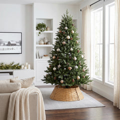 Salcar Weihnachtsbaumkragen Natur aus Poly-Rattan – Weihnachtsbaumrock & Christbaumständer Abdeckung