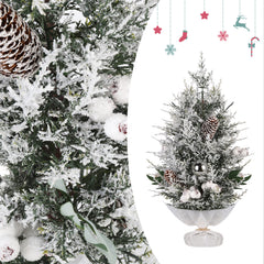Salcar Künstlicher Mini-Weihnachtsbaum 50 cm – Mit Christbaumschmuck, Tannenzapfen & roten Beeren – Aus 100 % PE, stabil & wiederverwendbar