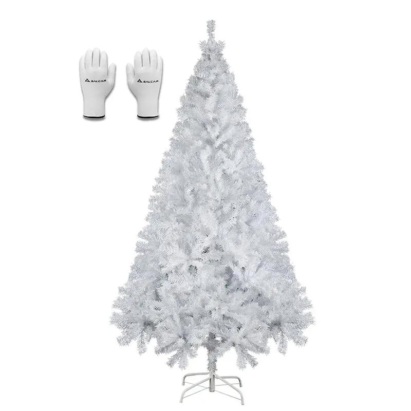 Salcar 180/210cm Künstlicher Weihnachtsbaum Weiß Christbaum mit Ständer, Nordmanntanne, 735/1025 PVC Nadeln Salcar