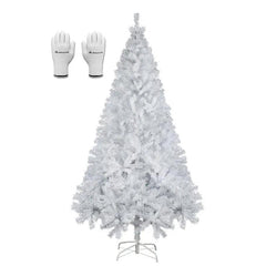 Salcar 180/210cm Künstlicher Weihnachtsbaum Weiß Christbaum mit Ständer, Nordmanntanne, 735/1025 PVC Nadeln Salcar