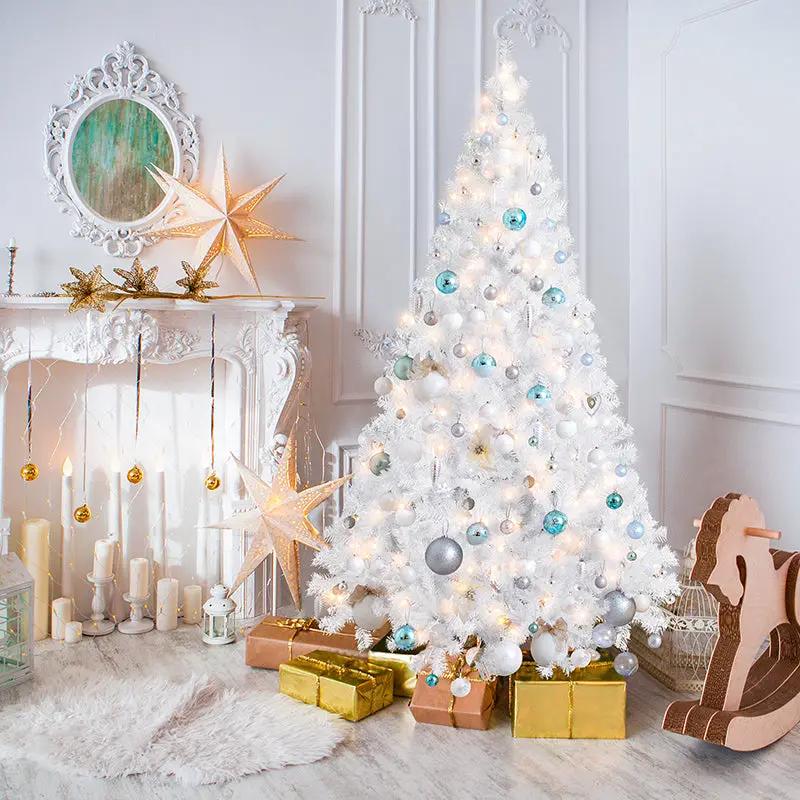 Salcar 180/210cm Künstlicher Weihnachtsbaum Weiß Christbaum mit Ständer, Nordmanntanne, 735/1025 PVC Nadeln Salcar
