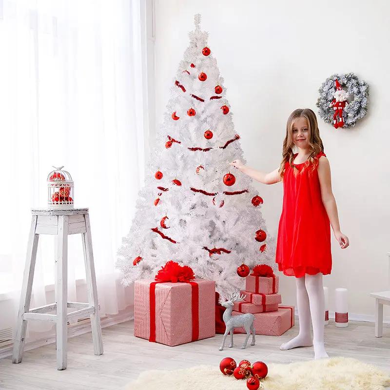 Salcar 180/210cm Künstlicher Weihnachtsbaum Weiß Christbaum mit Ständer, Nordmanntanne, 735/1025 PVC Nadeln Salcar
