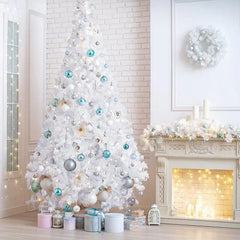 Salcar 180/210cm Künstlicher Weihnachtsbaum Weiß Christbaum mit Ständer, Nordmanntanne, 735/1025 PVC Nadeln Salcar